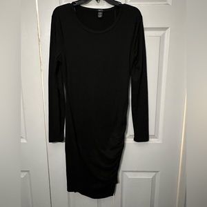 Black dress with ruched side at the bottom